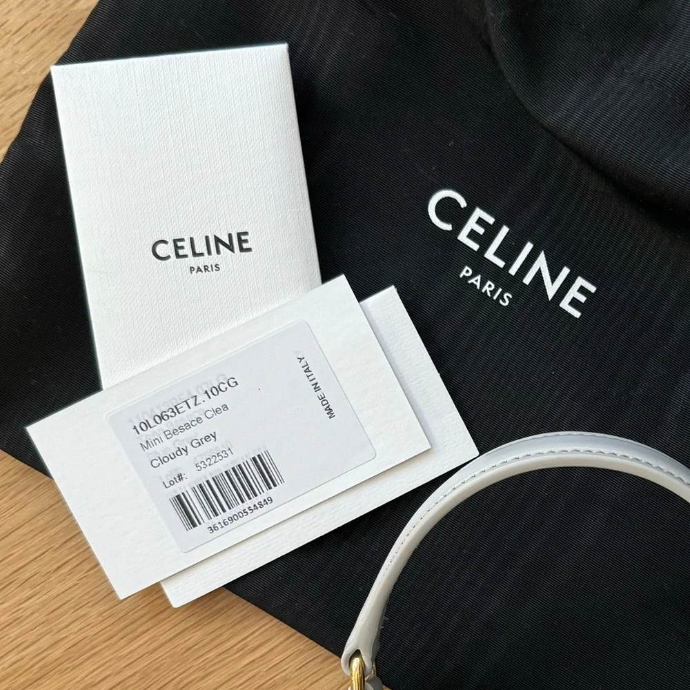 Celine Mini Besace Clea Handbag in Light Gray / Cloudy Grey with Gold Hardware - Picture 4 of 9